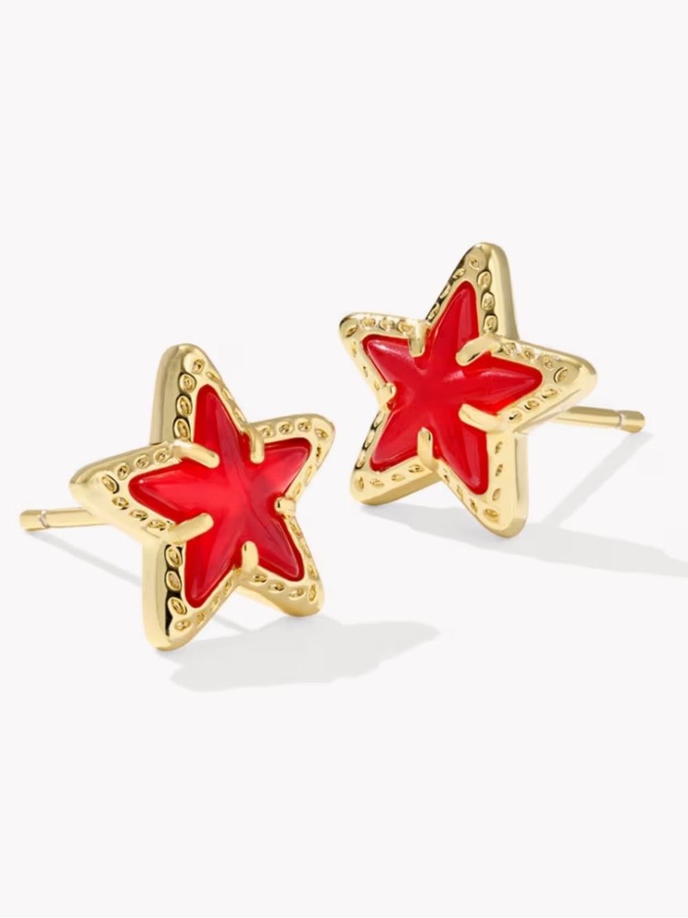 NWT Kendra Scott Cassidy Gold Star Stud Earrings in Red Illusion